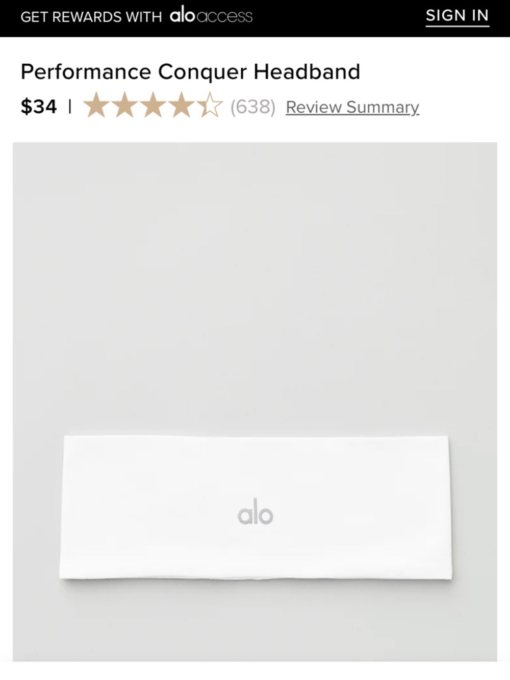 ALO Yoga White Performance Headband